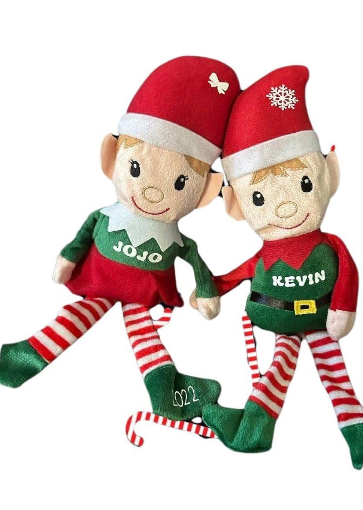 Personalized Christmas Elf Plush Set - JOJO and KEVIN with Name and Year 2022