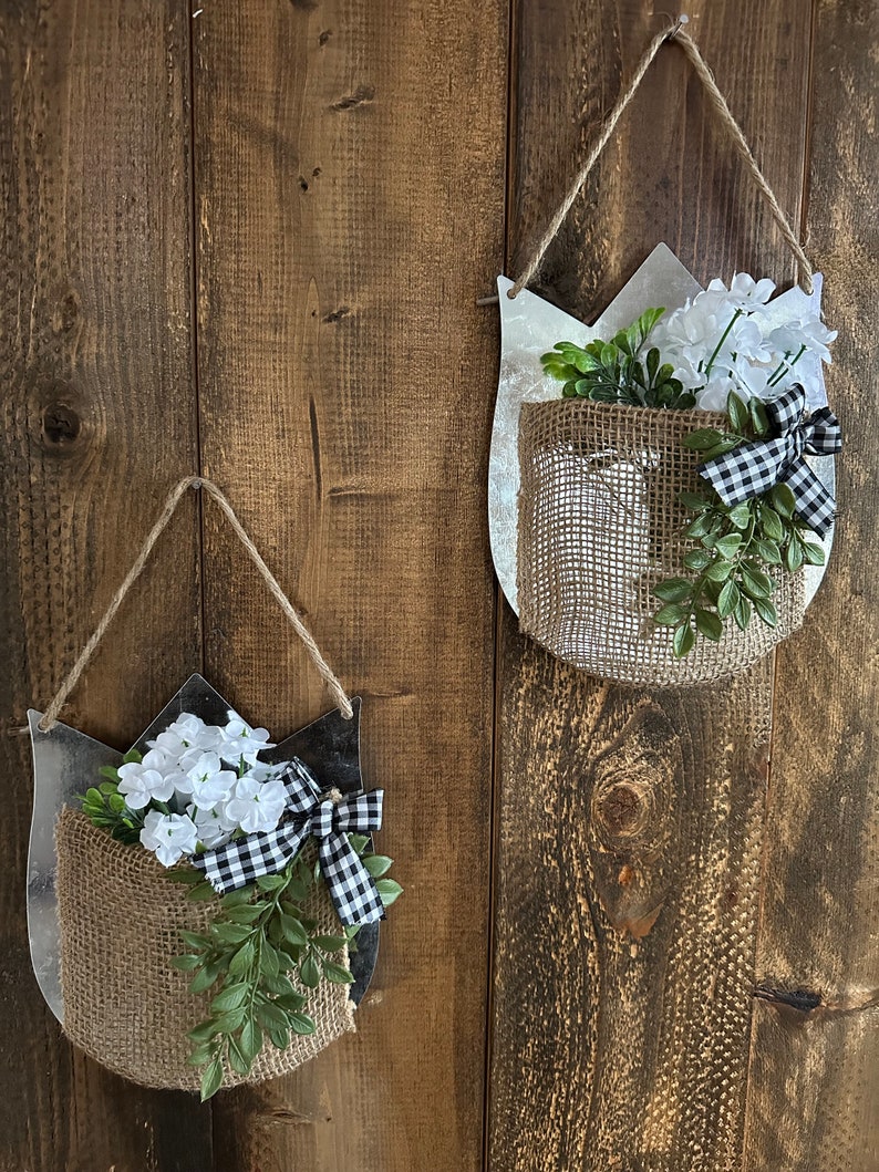 Handcrafted Farmhouse Rustic Metal Wall Vase Set of 2