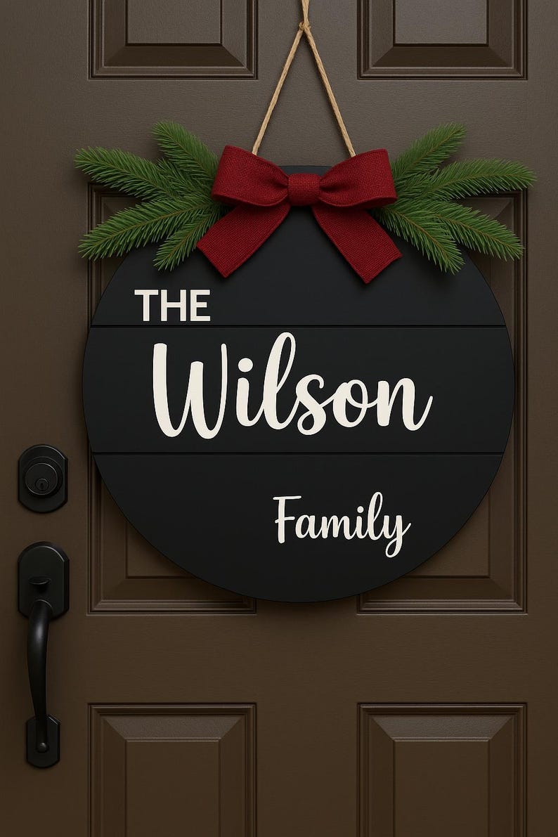 Personalized Family Christmas Wreath with Last Name